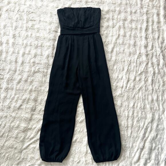 Shoshanna Black Silk Strapless Jumpsuit - Picture 1 of 12